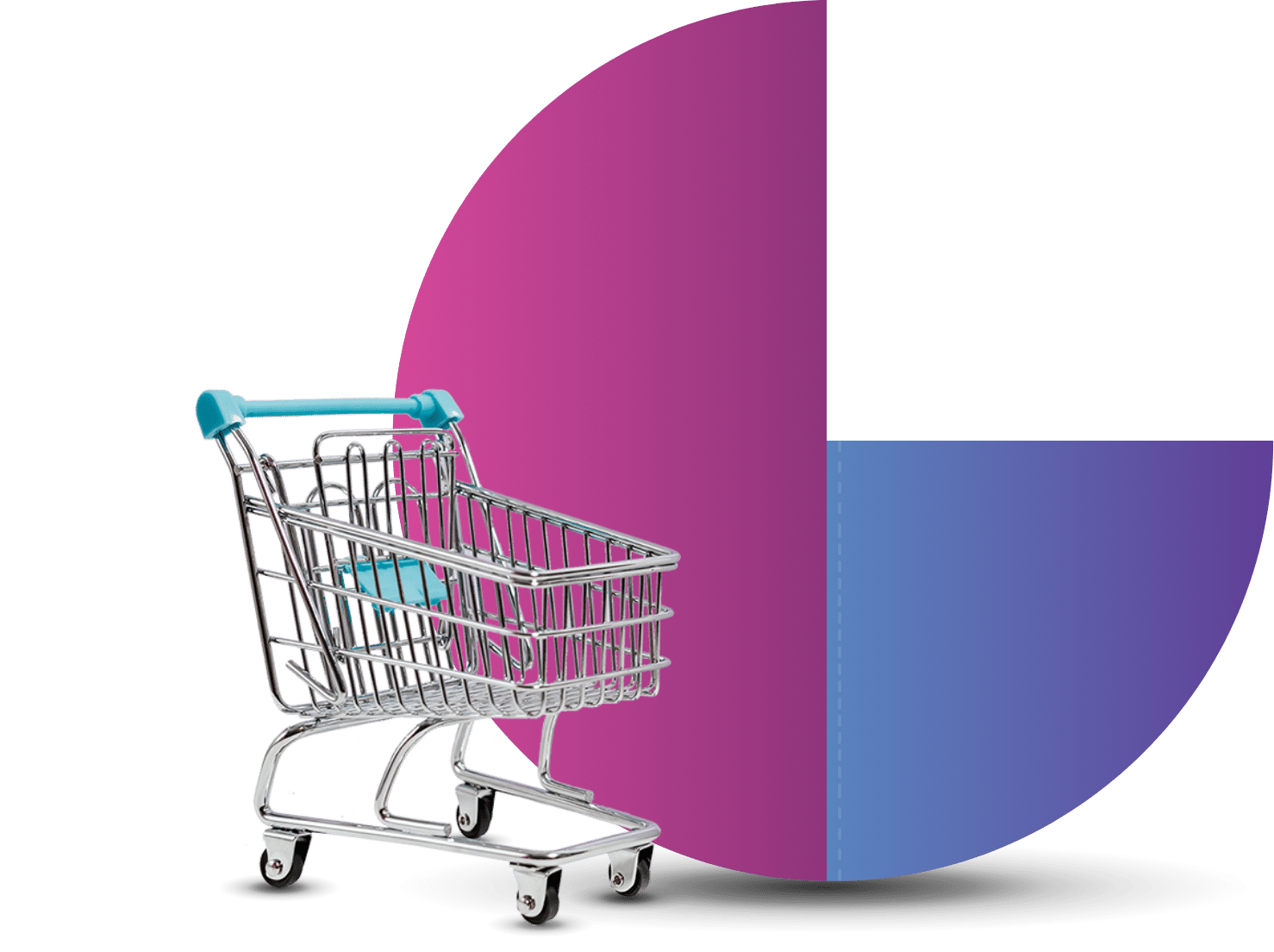 shopping cart next to circle vector