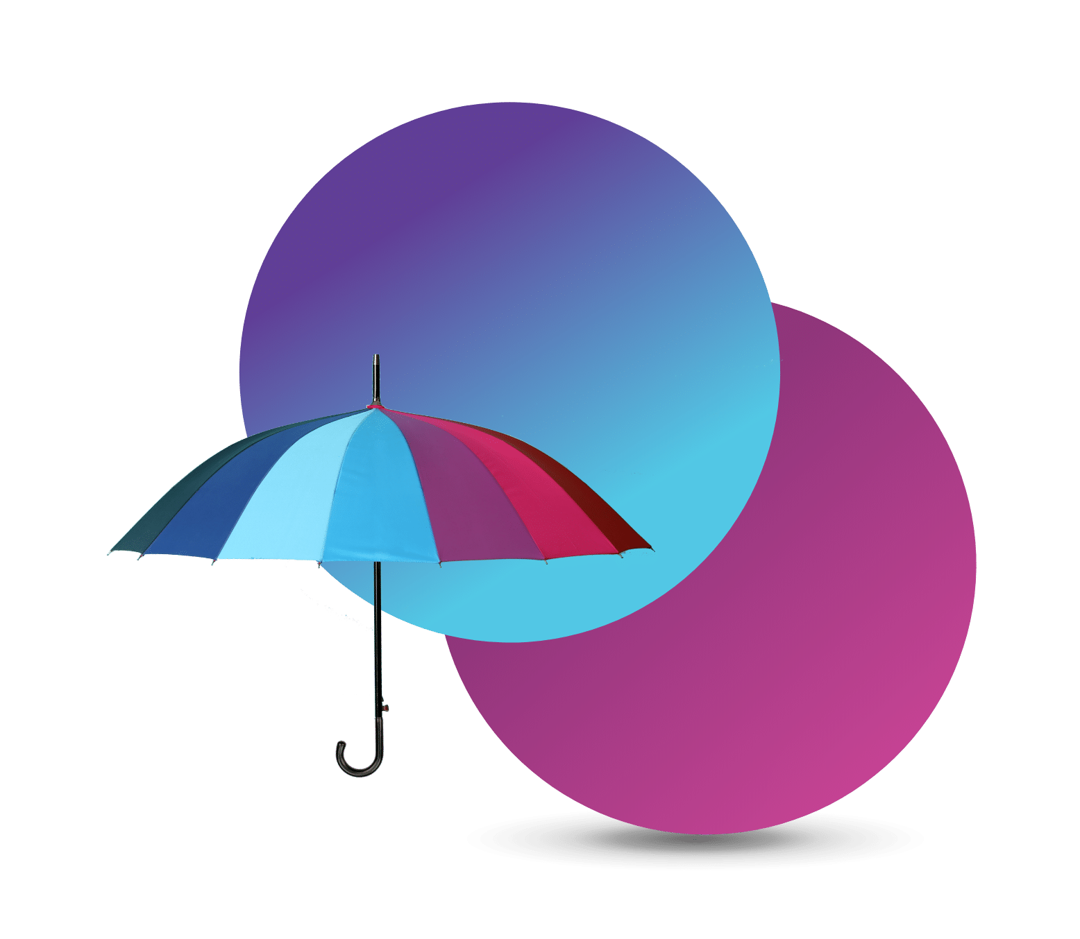umbrella overlaying vector circles