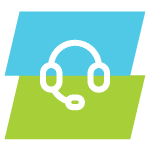 headset overlaying blue and green background vector