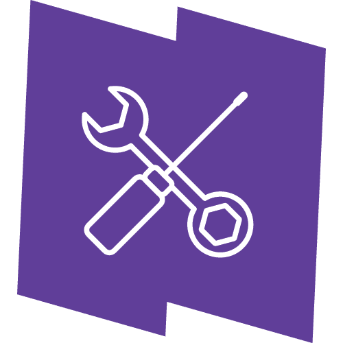 wrench and screwdriver icons on purple background